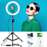 10.2 Led Ring Light with 1.1m Tripod for Vlogging and Live Streaming - Close-Up Angle
