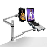 Adjustable Aluminum Double Arm Tablet Stand - Universal Rotation - Front View