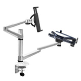 Adjustable Aluminum Double Arm Tablet Stand - Universal Rotation - Rear View