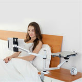 Adjustable Aluminum Double Arm Tablet Stand - Universal Rotation - Close-Up Angle