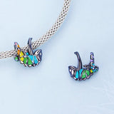 925 Sterling Silver Chameleon Beads For Diy Bracelets - 45-Degree Angle