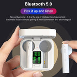 Mini Solar Sport Bluetooth Earphones with Charging Box - Top-Down View