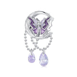 925 Sterling Silver Moon Butterfly Pendant Necklace - Front View