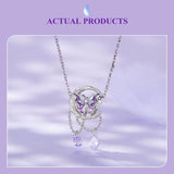 925 Sterling Silver Moon Butterfly Pendant Necklace - Side View