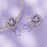 925 Sterling Silver Moon Butterfly Pendant Necklace - Top-Down View