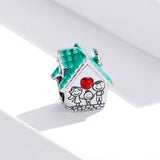 925 Sterling Silver Small House Beads For Diy Bracelets & Necklaces - Side View