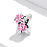 925 Sterling Silver Flower Bead Bracelet & Necklace Set - Side View