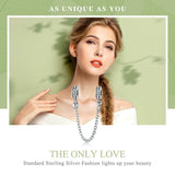 925 Sterling Silver Stackable Heart Pendant Safety Chain In - Top-Down View