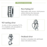 925 Sterling Silver Stackable Heart Pendant Safety Chain In - 45-Degree Angle