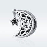 925 Sterling Silver Diy Star & Moon Bead - Side View