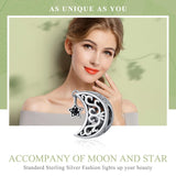 925 Sterling Silver Diy Star & Moon Bead - Top-Down View