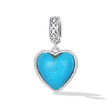 925 Sterling Silver Turquoise Heart Pendant For Diy Bracelets & Necklaces - Front View