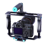 Camera Stabilizer With Protective Cage Handle And Top Set - Close-Up Angle