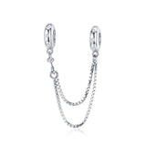 925 Sterling Silver Simple Safety Chain For Diy Bracelets - Front View