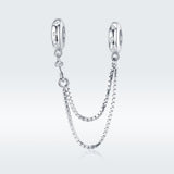 925 Sterling Silver Simple Safety Chain For Diy Bracelets - Side View