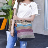 Multi Layer Canvas Crossbody Bag For Women Simple Design - Rear View