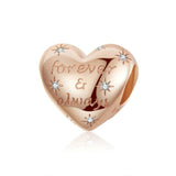 925 Sterling Silver Golden Heart Loose Beads For Diy Bracelets - Front View