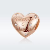 925 Sterling Silver Golden Heart Loose Beads For Diy Bracelets - Side View