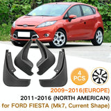 For Ford Fiesta 4Pcs / Set Car Auto Soft Plastic Splash Flaps Fender Guard