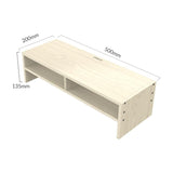 Wood Grain 2-tier Monitor Stand with Partition - Rear View