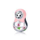 925 Sterling Silver Russian Doll Beaded Bracelet - Front View