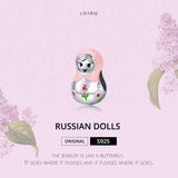 925 Sterling Silver Russian Doll Beaded Bracelet - Top-Down View