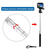 Extendable Selfie Monopod for Action Cameras - 22.5-80cm Length - Close-Up Angle