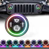 7 Inch Car Colorful Round Angel Eye Headlight - Top-Down View