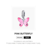 925 Sterling Silver Butterfly Pendant For Diy Bracelets & Necklaces - Top-Down View