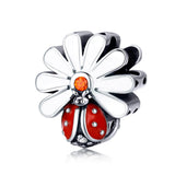 925 Sterling Silver Ladybug Beads For Diy Bracelets & Necklaces - Front View