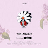 925 Sterling Silver Ladybug Beads For Diy Bracelets & Necklaces - Top-Down View