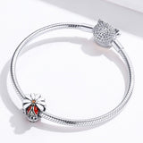 925 Sterling Silver Ladybug Beads For Diy Bracelets & Necklaces - Low Angle