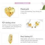 925 Sterling Silver Heart Honeycomb Bee Pendant For Bracelet Or Necklace - Top-Down View