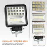 2 Pcs 4 Inch 20W Spot / Flood Light White Light Square - Shaped Waterproof Car Suv Work Lights Spotlight Led Bulbs Dc 9 - 30V - Low Angle