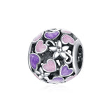 925 Sterling Silver Flower Heart Beads For Diy Bracelets & Necklaces - Front View