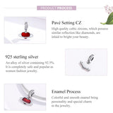 925 Sterling Silver Red Love Planet Pendant For Diy Bracelets - 45-Degree Angle