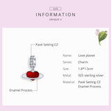 925 Sterling Silver Red Love Planet Pendant For Diy Bracelets - Rear View