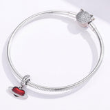 925 Sterling Silver Red Love Planet Pendant For Diy Bracelets - Low Angle