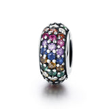 925 Sterling Silver Rainbow Diamond Bead Pendant For Diy Bracelets And Necklaces - Front View