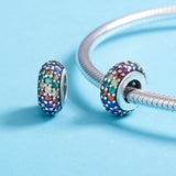 925 Sterling Silver Rainbow Diamond Bead Pendant For Diy Bracelets And Necklaces - Top-Down View