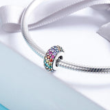 925 Sterling Silver Rainbow Diamond Bead Pendant For Diy Bracelets And Necklaces - 45-Degree Angle