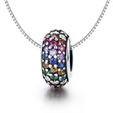 925 Sterling Silver Rainbow Diamond Bead Pendant For Diy Bracelets And Necklaces - Rear View