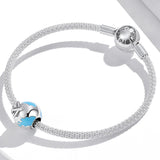 925 Sterling Silver World Travel Beads For Bracelet / Necklace - Close-Up Angle