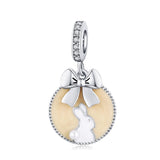 925 Sterling Silver Bunny Pendant For Bracelet Or Necklace - Front View