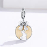 925 Sterling Silver Bunny Pendant For Bracelet Or Necklace - Side View