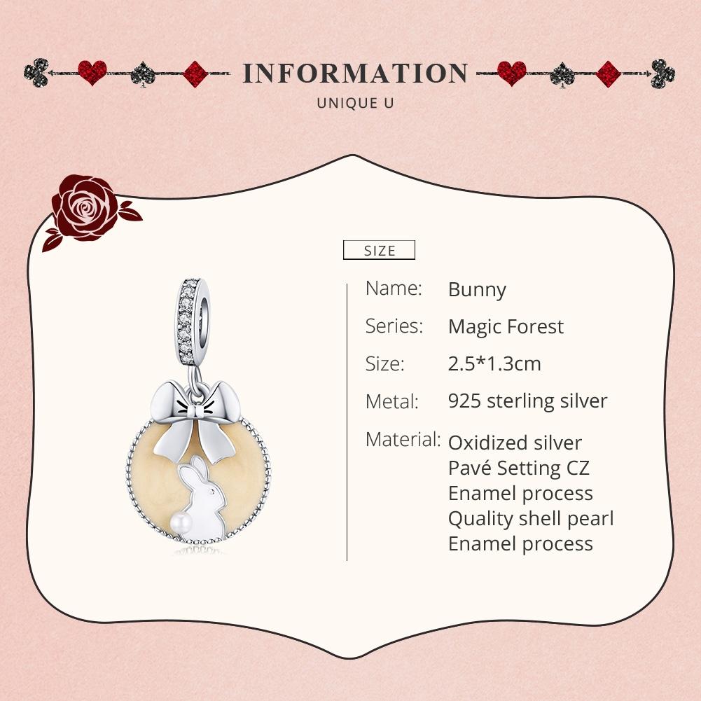 925 Sterling Silver Bunny Pendant For Bracelet Or Necklace