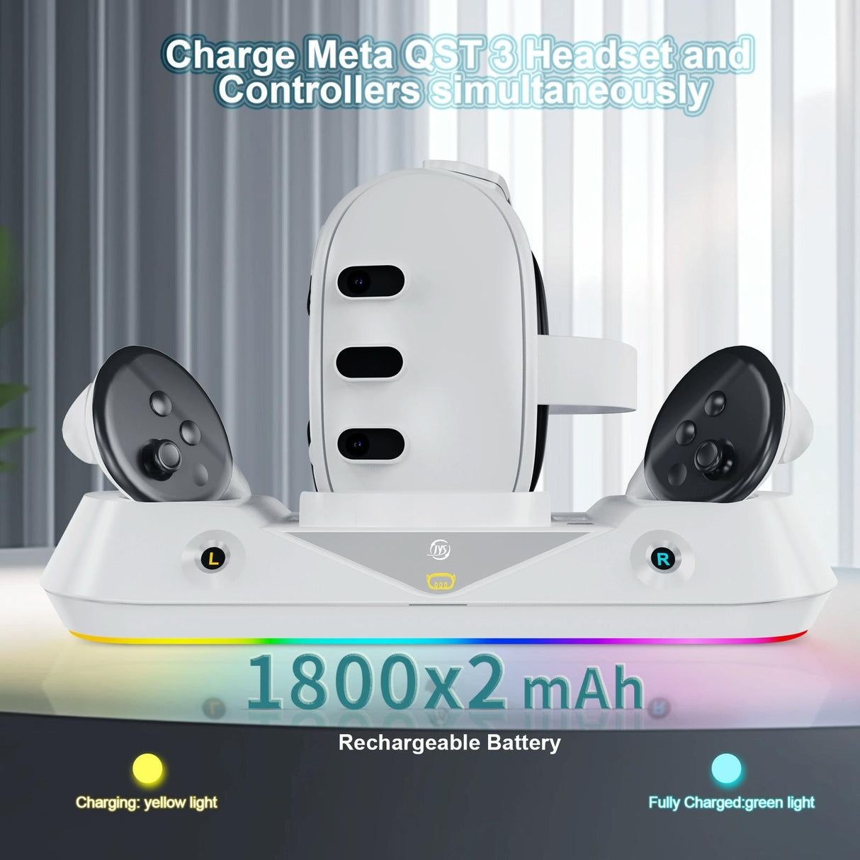 Vr Game Seat Charging Set with Magnetic Suction Base for Meta Quest 3 Glasses and Handle