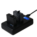 Lcd Screen Dual Batteries Charger for Gopro Hero5 with Displayed Capacity - Low Angle