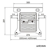 Universal Laptop Mount for Vesa 100x100mm - Fits 10-17 Inch Notebooks - Top-Down View