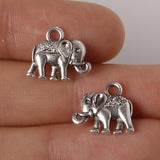24 Antique Elephant Charms For Diy Crafts - Front View
